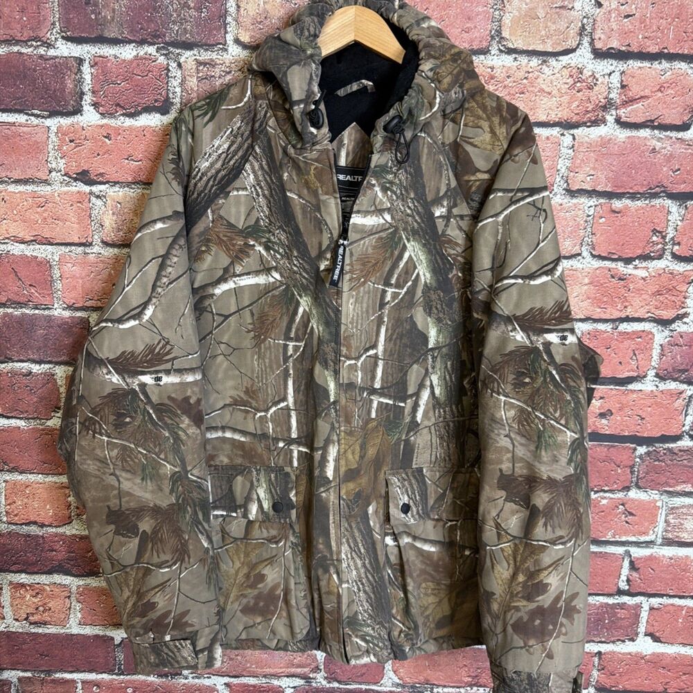 Realtree Hunting Jacket Men's 2XL Camo Hooded Lined Full Zip